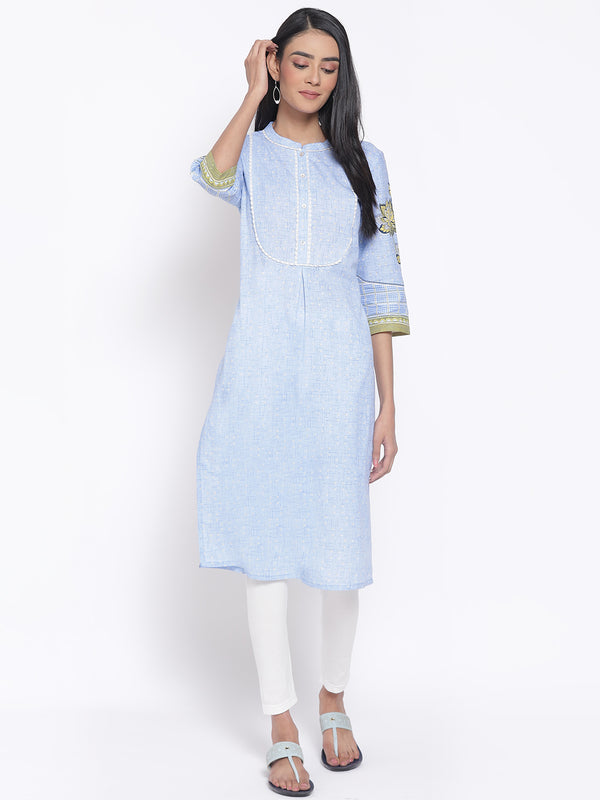 Blue Printed kurta & Tights