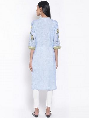 Blue Printed kurta &amp; Tights