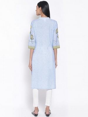 Blue Printed kurta &amp; Tights