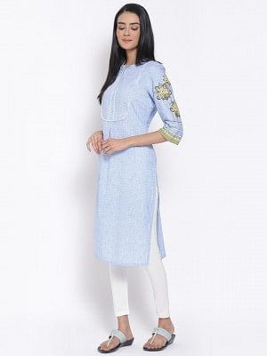 Blue Printed kurta &amp; Tights