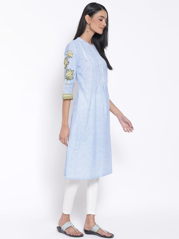 Blue Printed kurta & Tights