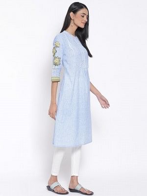 Blue Printed kurta &amp; Tights