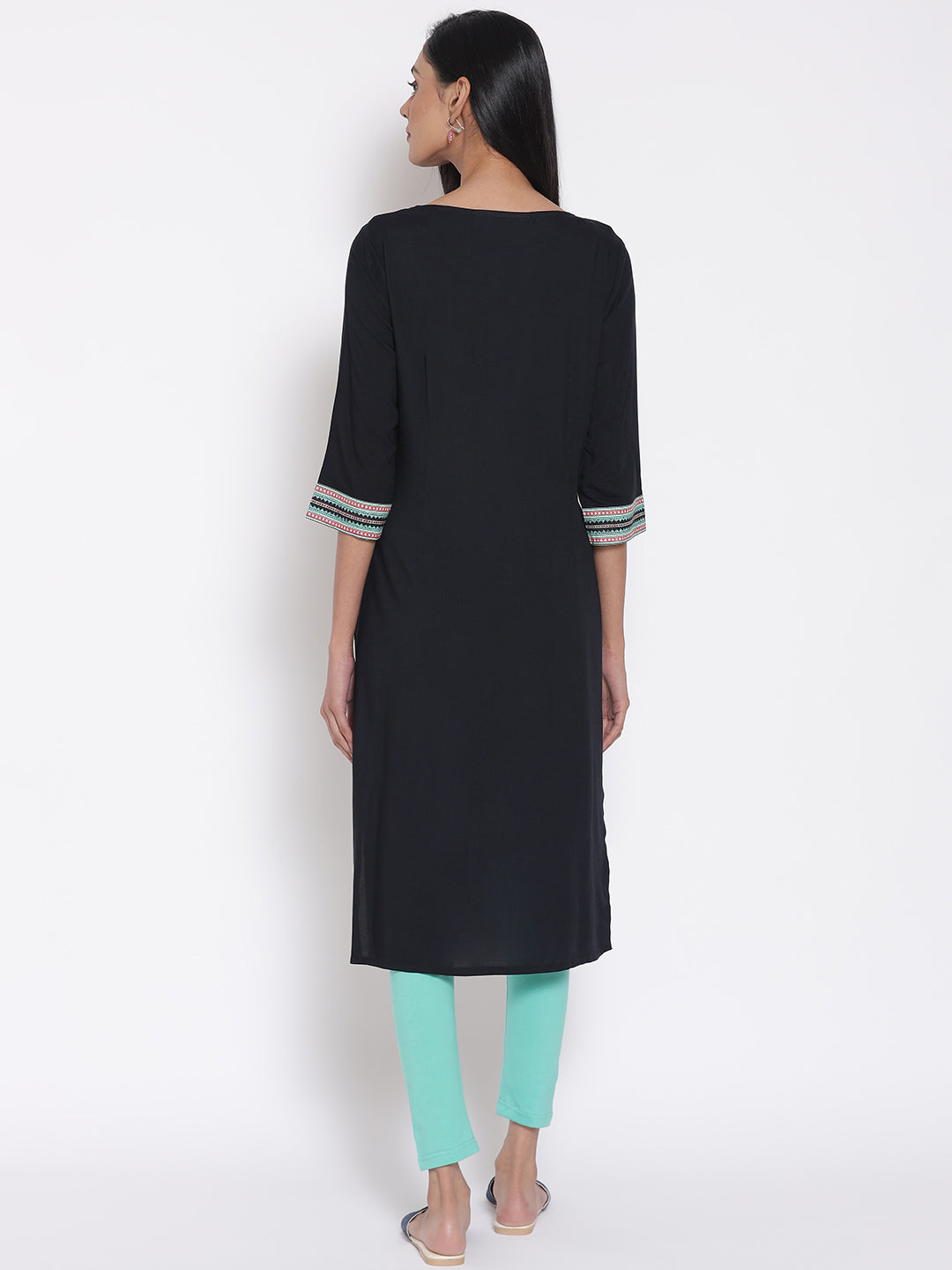 Black Printed LIVA kurta &amp; Tights