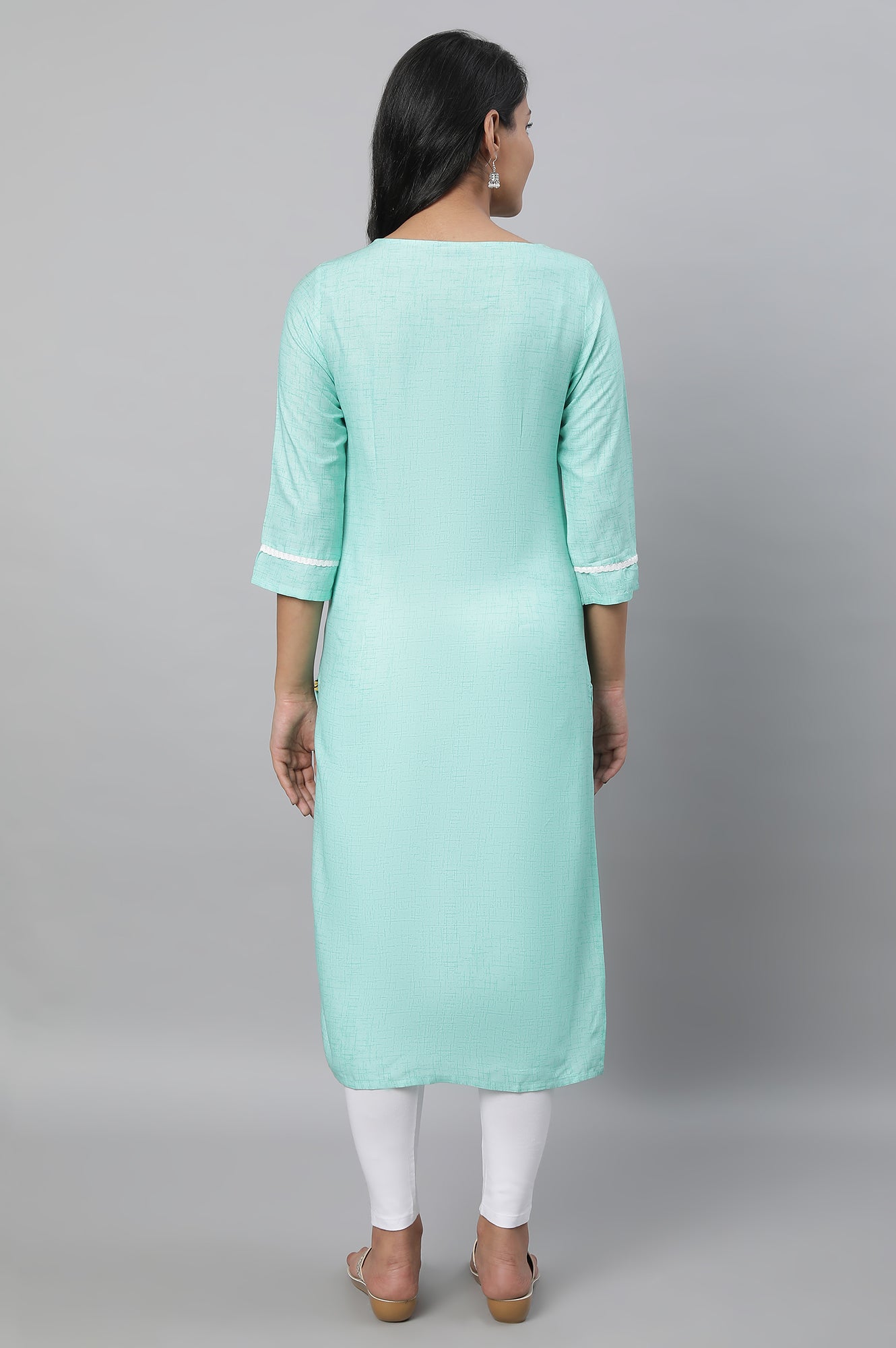 Lichen Green Printed kurta &amp; Tights Set