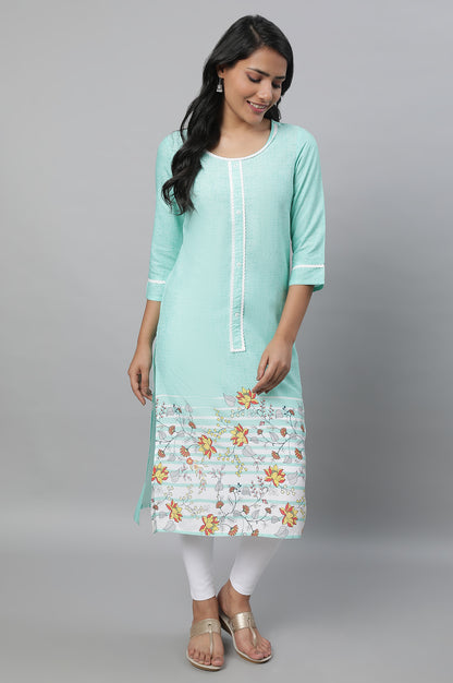 Lichen Green Printed kurta &amp; Tights Set