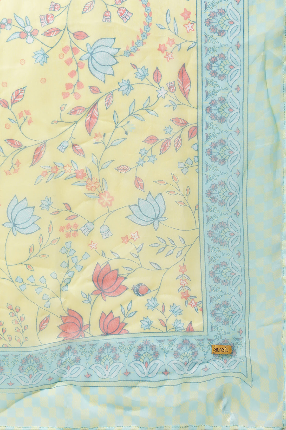 Blue Printed Kurta, Culottes &amp; Dupatta Set