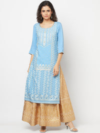 Blue Festive LIVA kurta &amp; Skirt Set