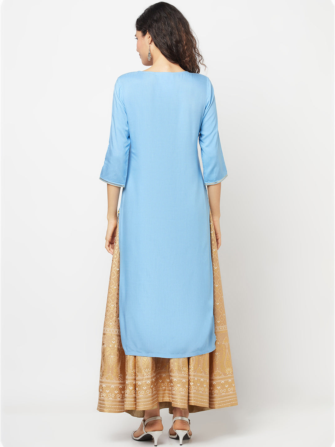 Blue Festive LIVA kurta &amp; Skirt Set