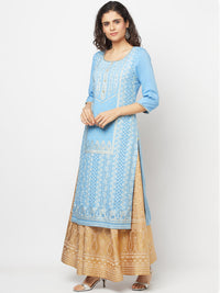 Blue Festive LIVA kurta &amp; Skirt Set
