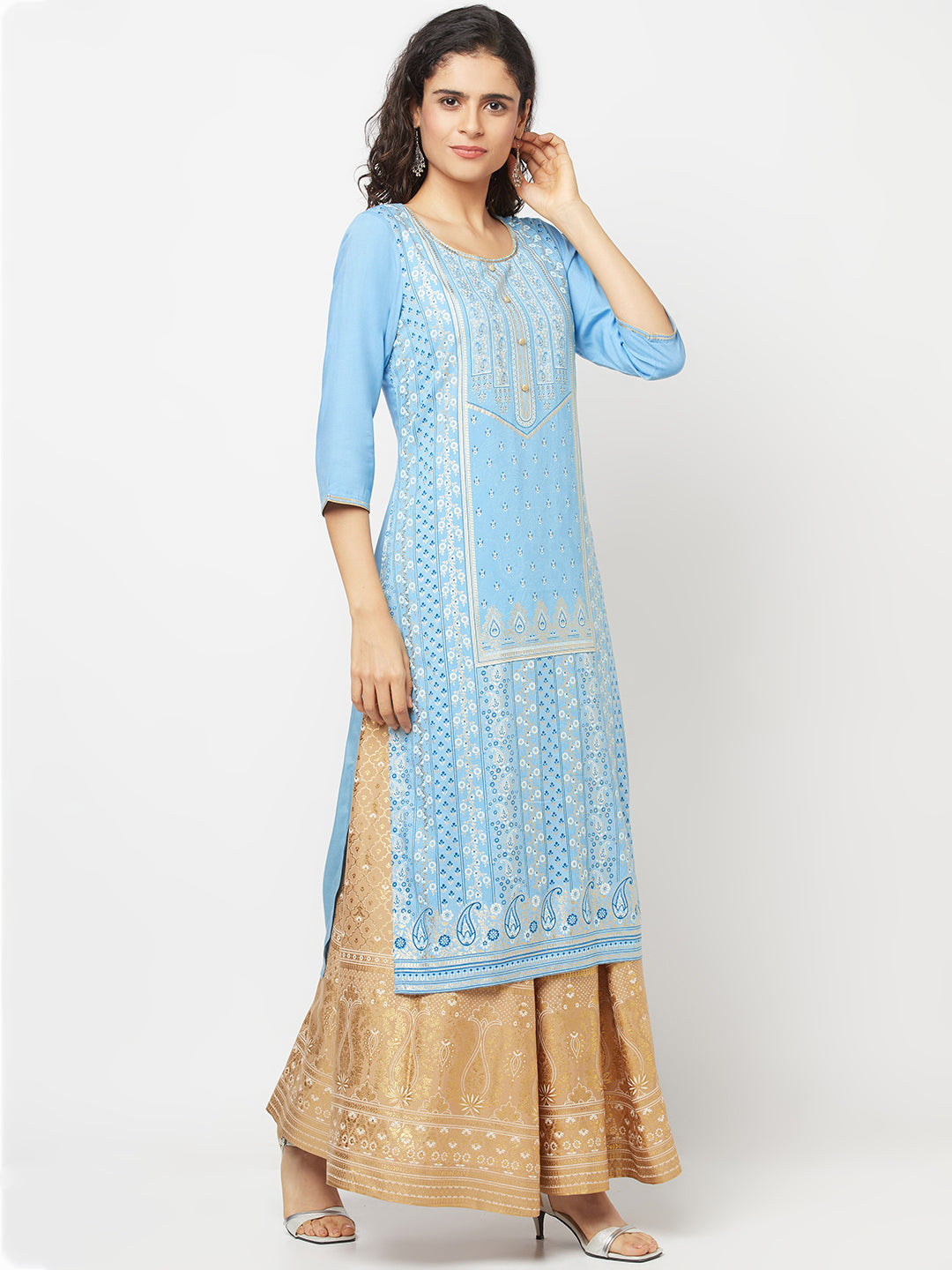 Blue Festive LIVA kurta &amp; Skirt Set