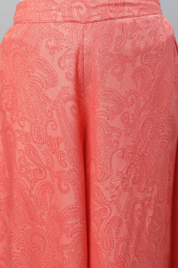 Purple Festive Printed Kurta, Culottes & Dupatta Set