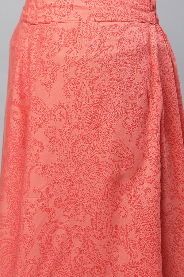 Purple Festive Printed Kurta, Culottes & Dupatta Set