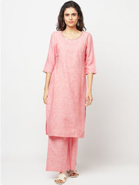Pink Printed kurta and Palazzo Set