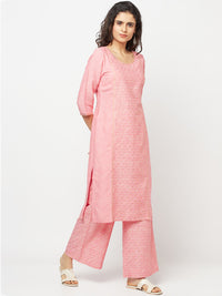 Pink Printed kurta and Palazzo Set