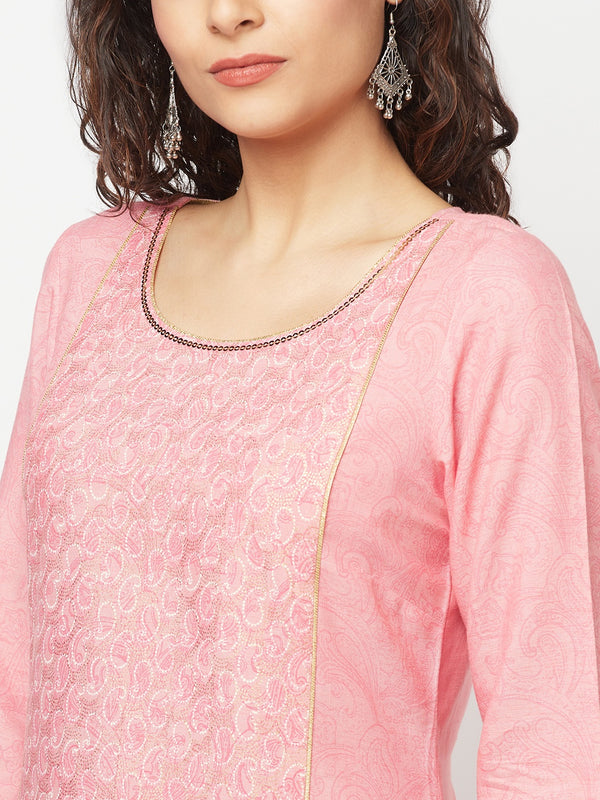 Pink Printed kurta and Palazzo Set