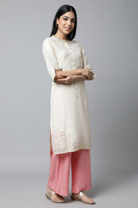 White Floral Printed Festive kurta Set