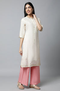 White Floral Printed Festive kurta Set