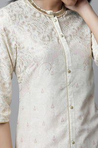 White Floral Printed Festive kurta Set