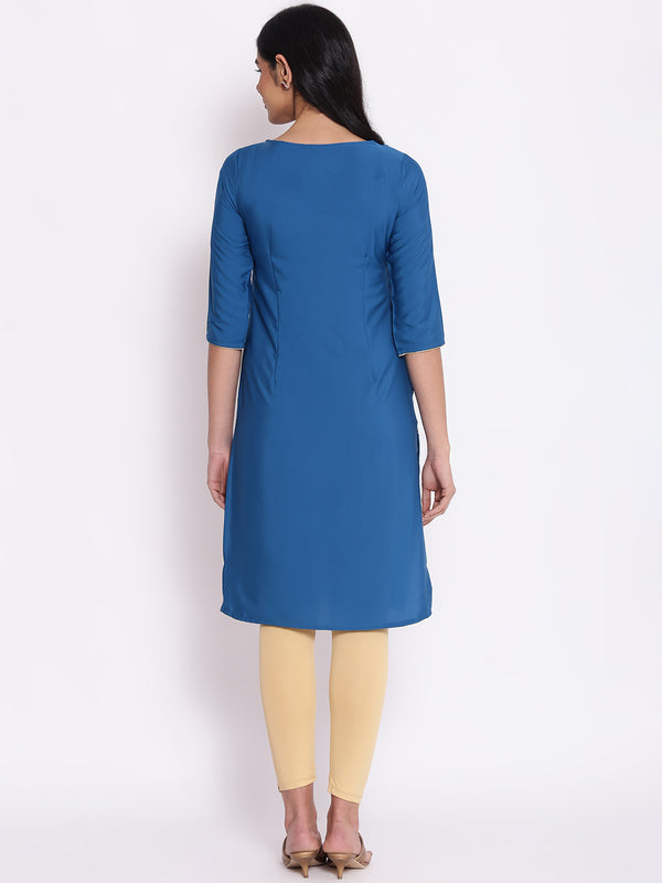 Blue Floral Print kurta & Tights Set
