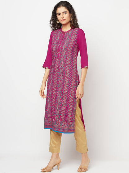 Pink Floral Print kurta &amp; Trousers Set