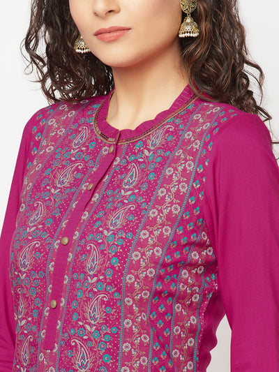Pink Floral Print kurta & Trousers Set