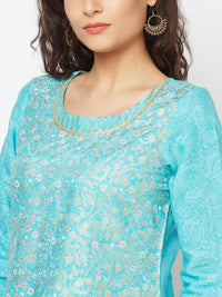 Blue Festive kurta and Palazzo Set