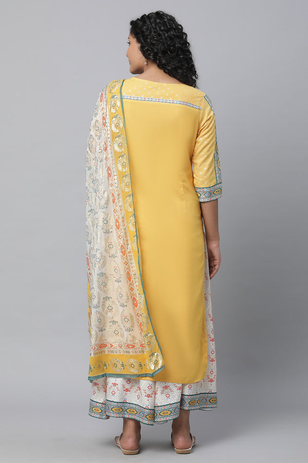 Yellow Festive kurta, Culottes & Dupatta Set