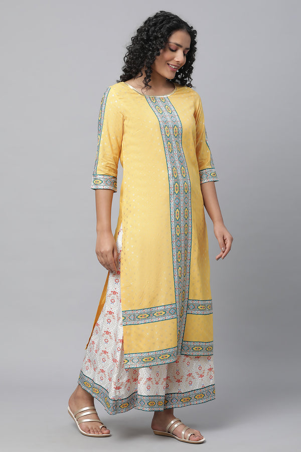 Yellow Festive kurta, Culottes & Dupatta Set