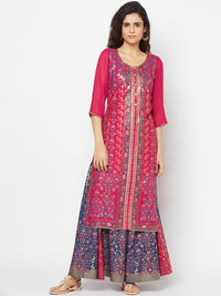 Pink Festive kurta &amp; Skirt Set