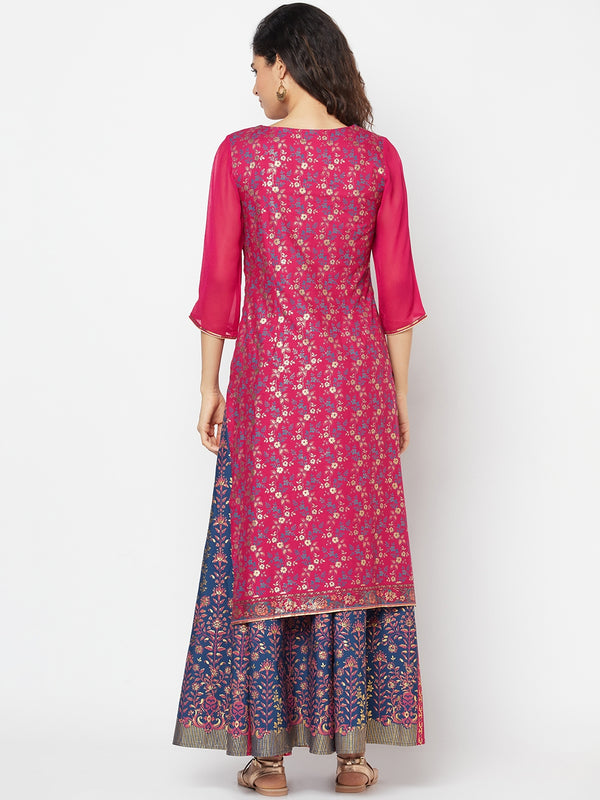 Pink Festive kurta & Skirt Set