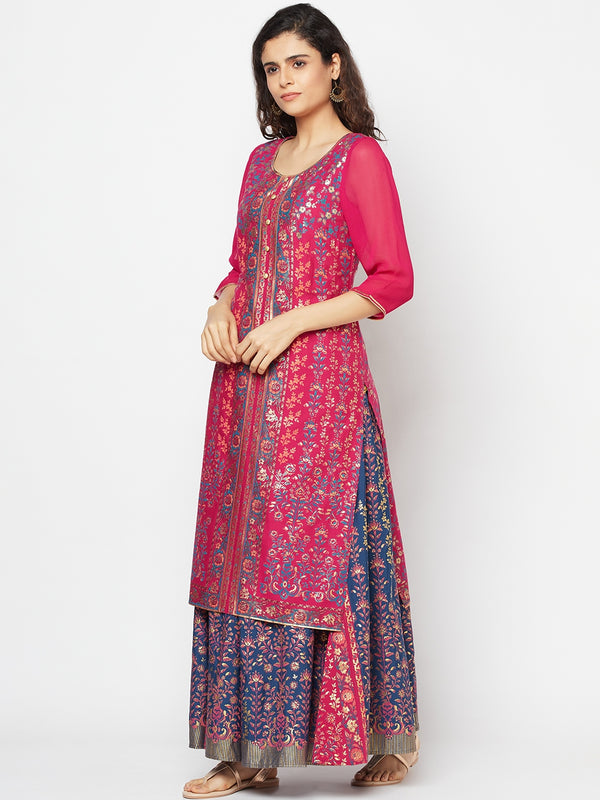 Pink Festive kurta & Skirt Set