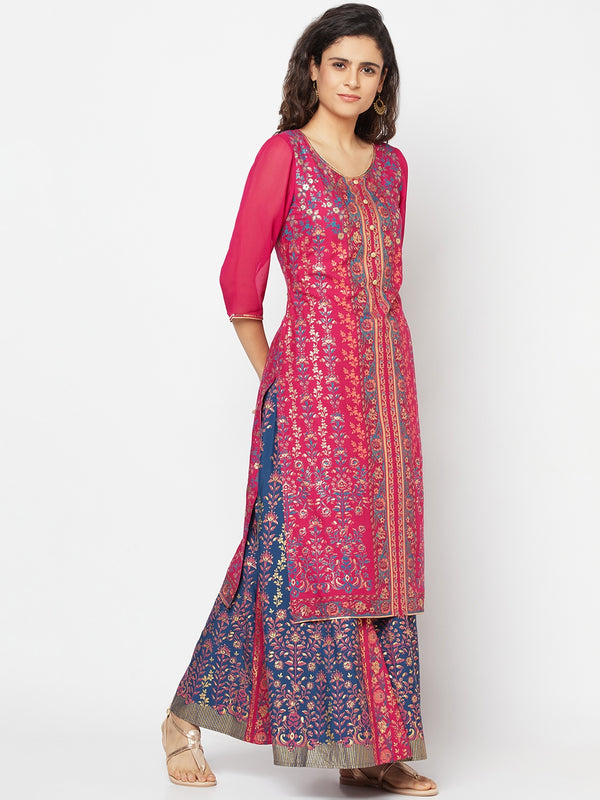 Pink Festive kurta & Skirt Set