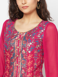 Pink Festive kurta &amp; Skirt Set