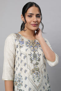 White Printed kurta &amp; Palazzo Set