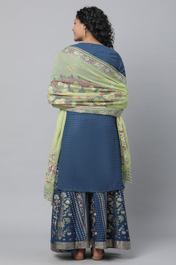Blue Festive kurta, Skirt & Dupatta Set