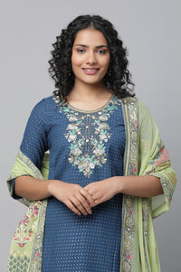 Blue Festive kurta, Skirt &amp; Dupatta Set