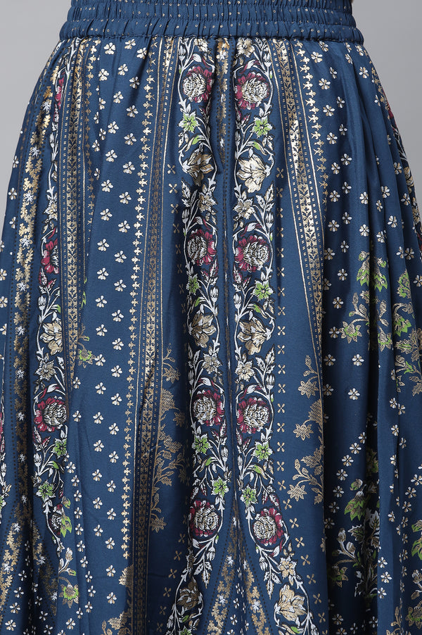 Blue Festive kurta, Skirt & Dupatta Set