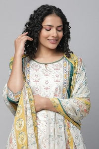 Green Festive kurta, Culottes &amp; Dupatta Set