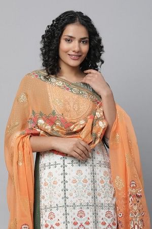 Green Festive kurta, Skirt &amp; Dupatta Set