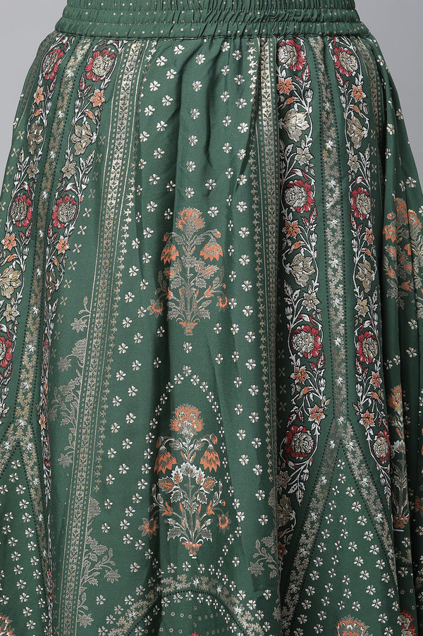 Green Festive kurta, Skirt & Dupatta Set