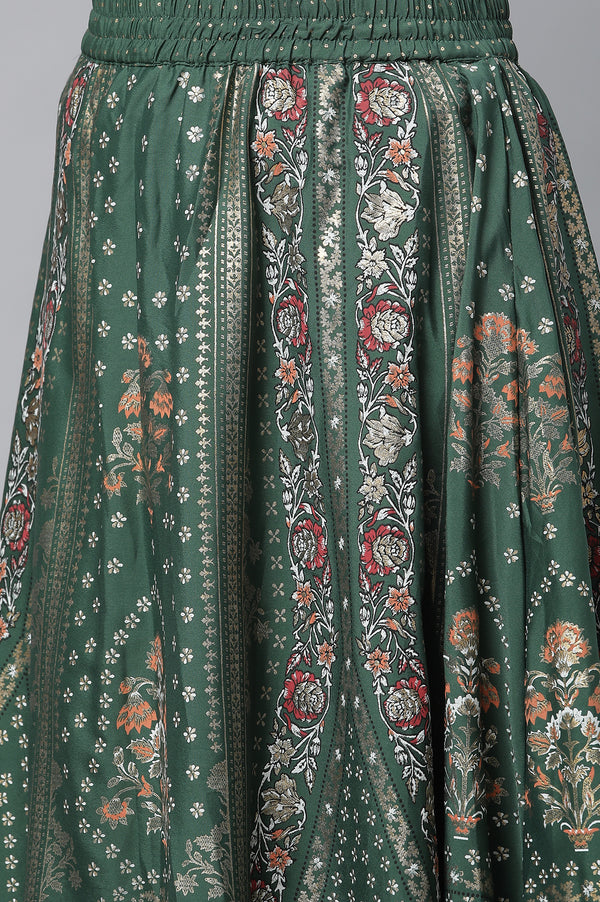 Green Festive kurta, Skirt & Dupatta Set