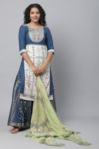 Blue Festive kurta, Skirt &amp; Dupatta Set
