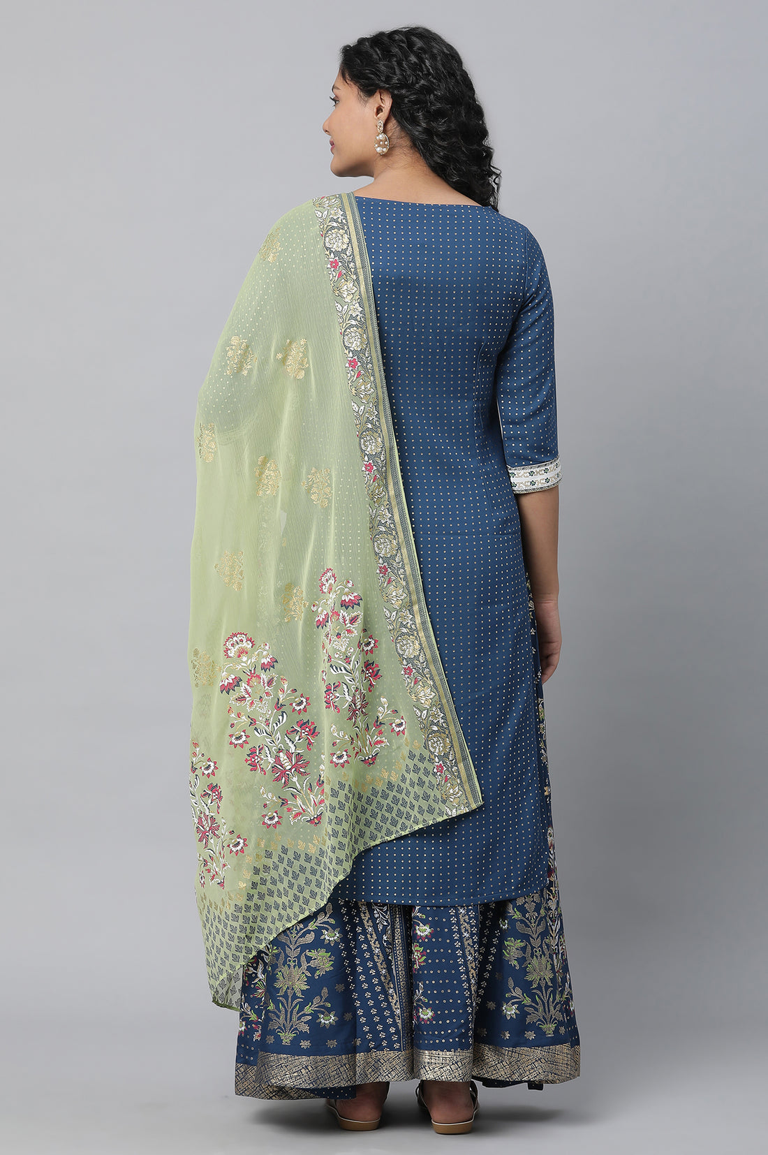 Blue Festive kurta, Skirt &amp; Dupatta Set