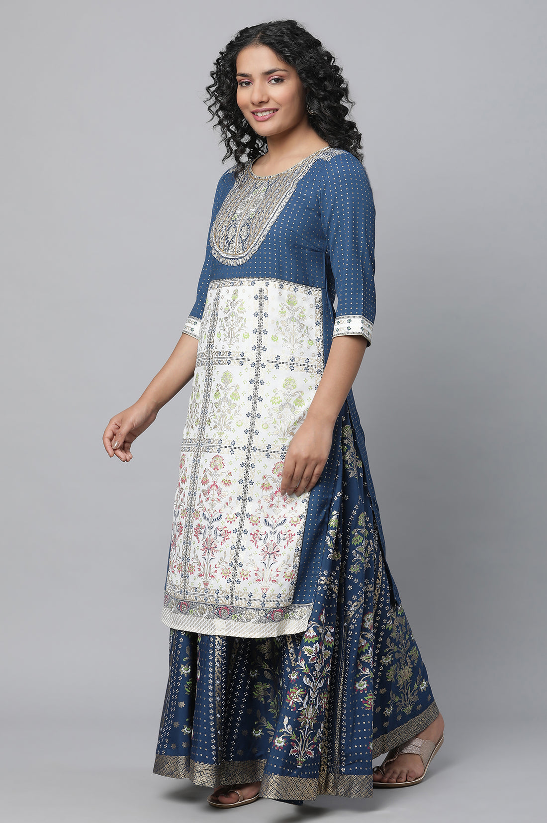 Blue Festive kurta, Skirt &amp; Dupatta Set