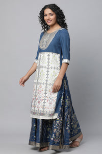 Blue Festive kurta, Skirt &amp; Dupatta Set
