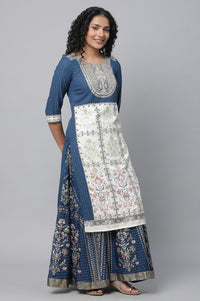 Blue Festive kurta, Skirt &amp; Dupatta Set