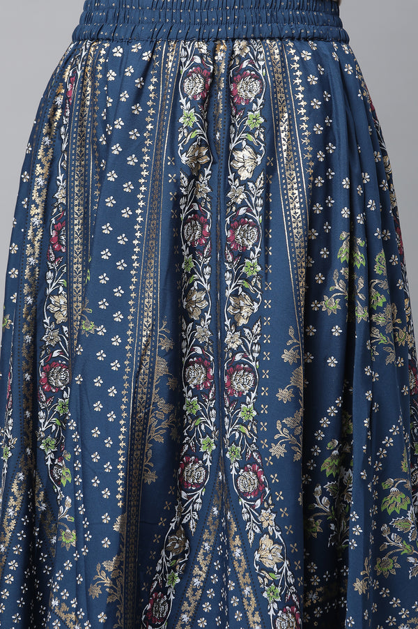 Blue Festive kurta, Skirt & Dupatta Set