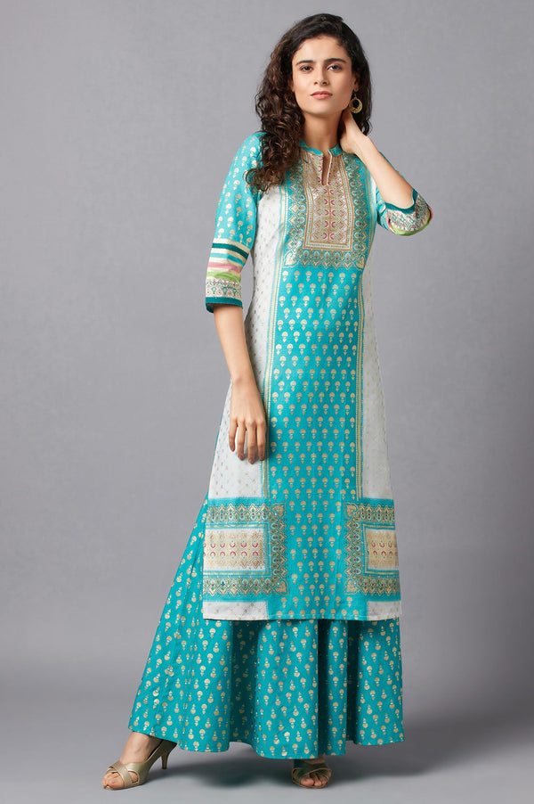 Green Festive kurta & Semi Flared Palazzo