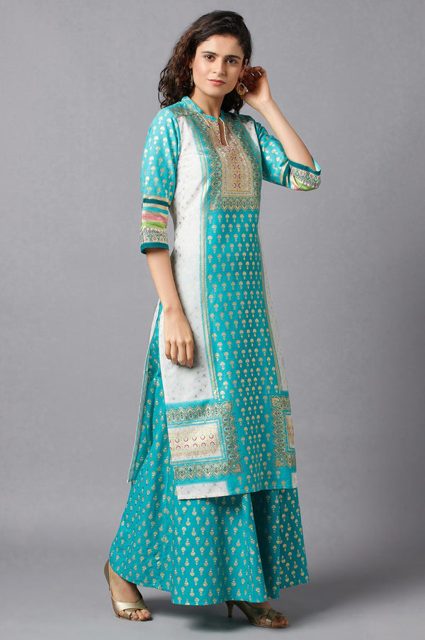 Green Festive kurta & Semi Flared Palazzo