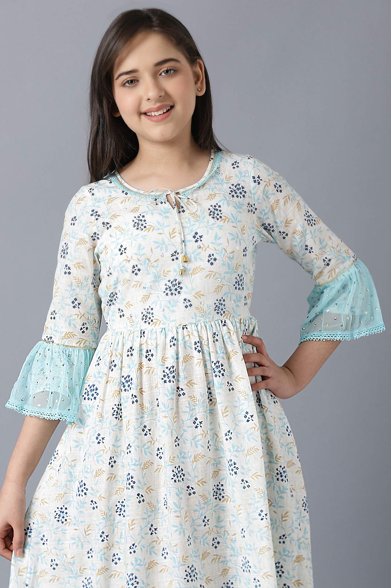 Buy Girls White Cotton Printed Dress Online for Woman Shop for Aurelia